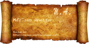 Mézes Anetta névjegykártya